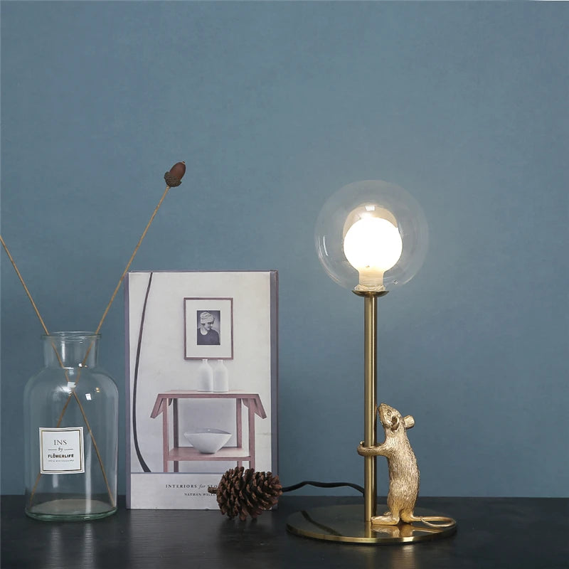 lampadaire moderne souris en résine lampe à LED décoration créative - vue 5 sur 8