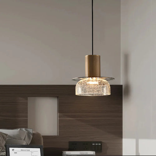 lustre en verre craquelé design rétro minimaliste pour intérieur moderne - vue 5 sur 12