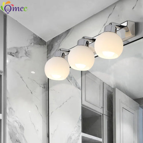 éclairage vanité salle bains cristal moderne chrome noir acier inoxydable miroir e26 - vue 5 sur 9