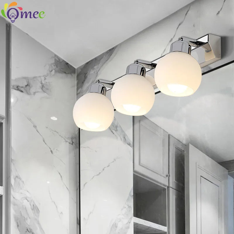 éclairage vanité salle bains cristal moderne chrome noir acier inoxydable miroir e26 - vue 4 sur 9