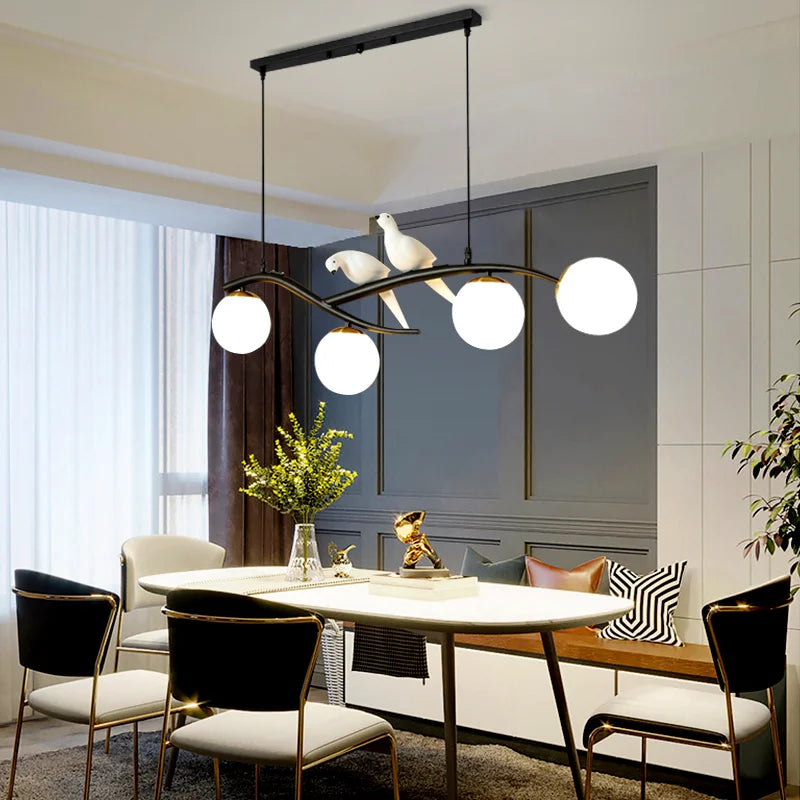 suspension créative moderne à 4 têtes pour éclairage luxe - vue 4 sur 8