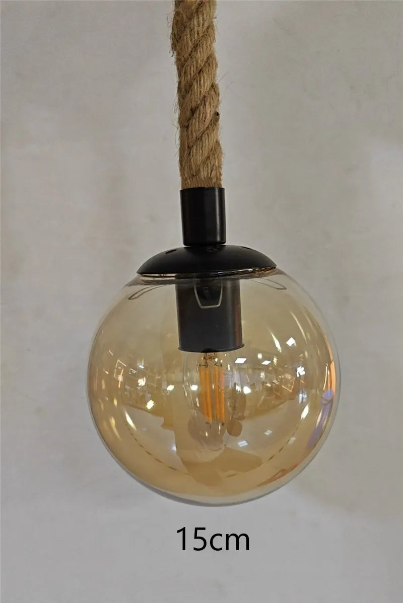 corde de chanvre avec boule de verre lumière led tissage à la main - vue 11 sur 11