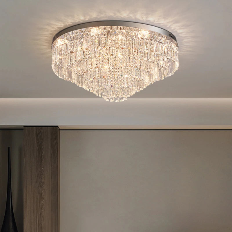 plafonnier en cristal luxe style français atmosphère simple 2024 - vue 3 sur 9