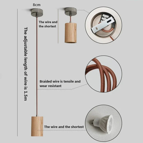 lampe suspendue nordique en bois luminaire décoratif d'intérieur - vue 7 sur 10