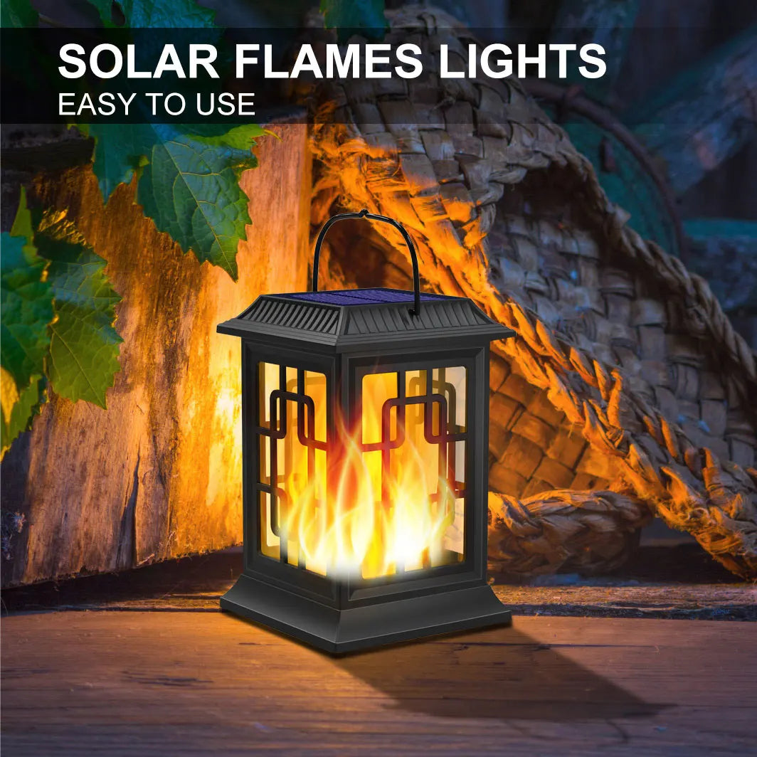 lot de 2 lanternes solaires décoratives à flamme vacillante - vue 2 sur 7