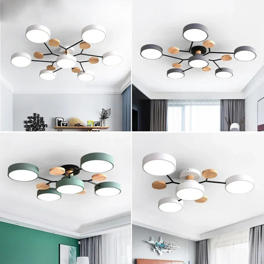 plafonnier LED en bois design nordique pour intérieur élégant - vue 6 sur 22