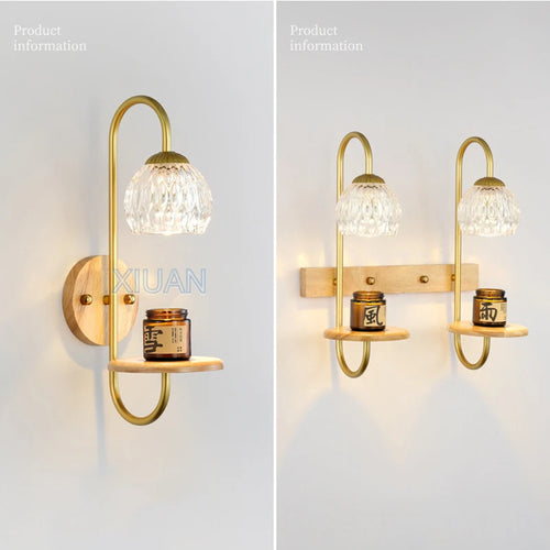 appliques murales led modernes avec étagère en verre transparent - vue 6 sur 10