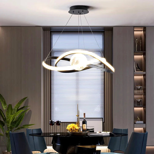 lustre nordique led lune lampe suspendue éclairage intérieur décoratif - vue 5 sur 6