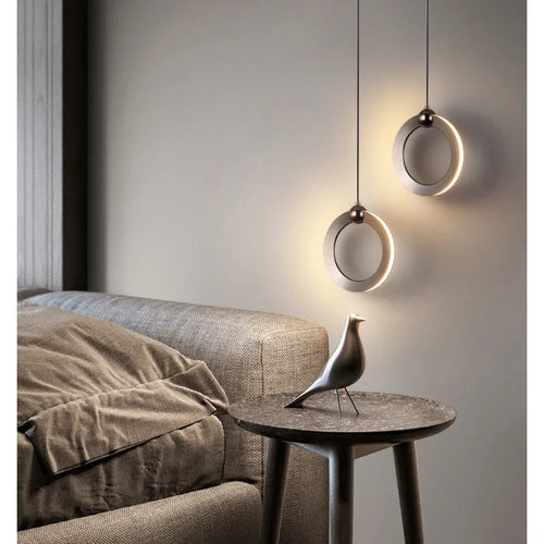 Lamp Modern LED Pendant Light Fixtures, Ring Pendant Lighting For Bedroom Bathroom Living Room, Small Hanging Pendant Light - vue 4 sur 10