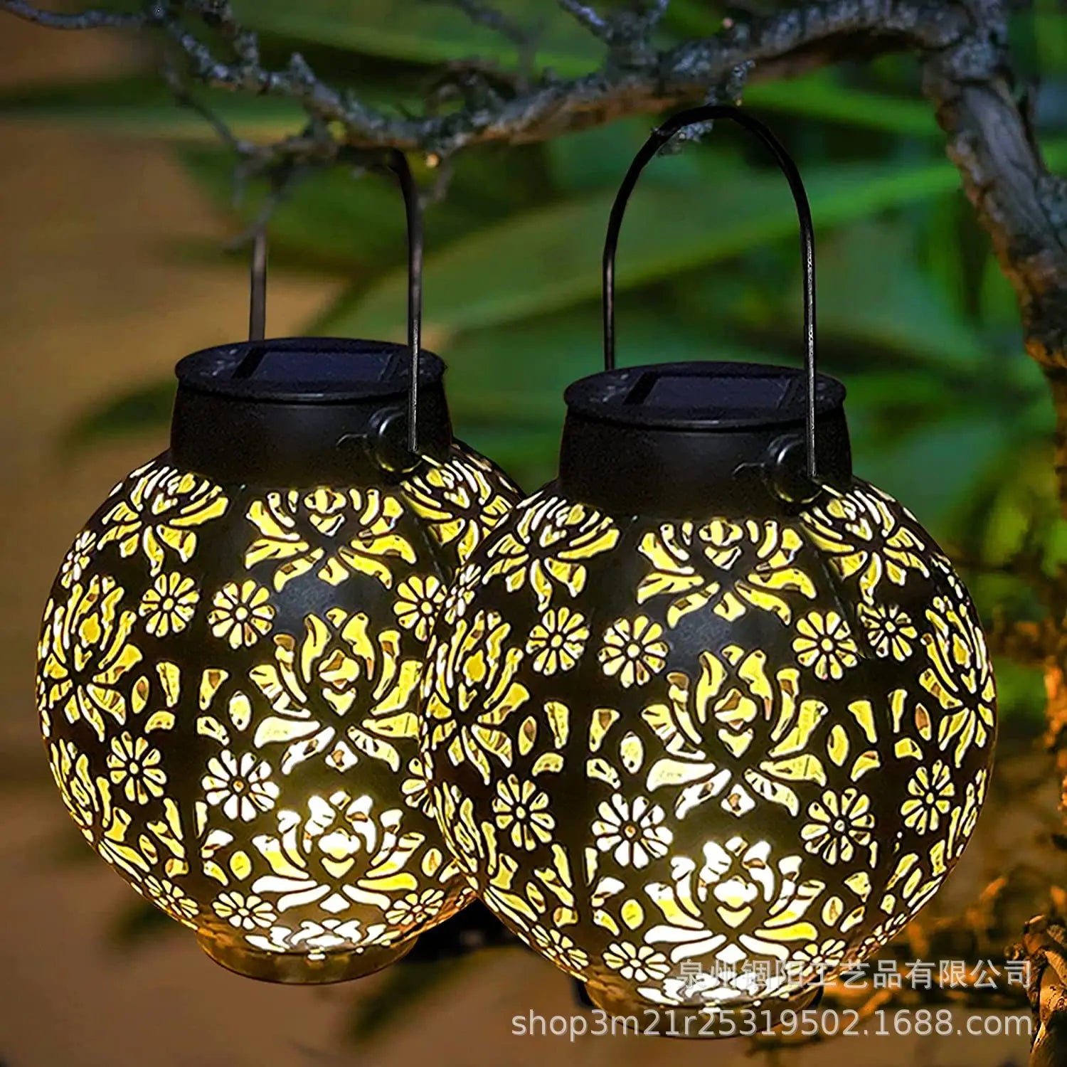 lanterne solaire à led en fer forgé pour jardin décoratif - vue 4 sur 8