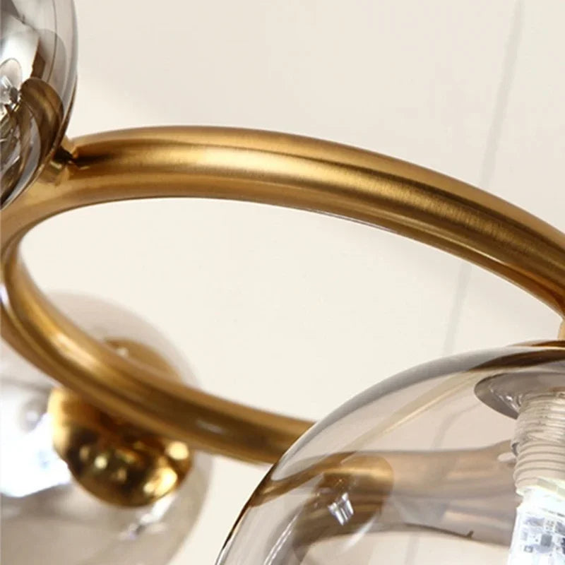 lustre nordique en verre fumé et doré pour intérieur moderne - vue 4 sur 12