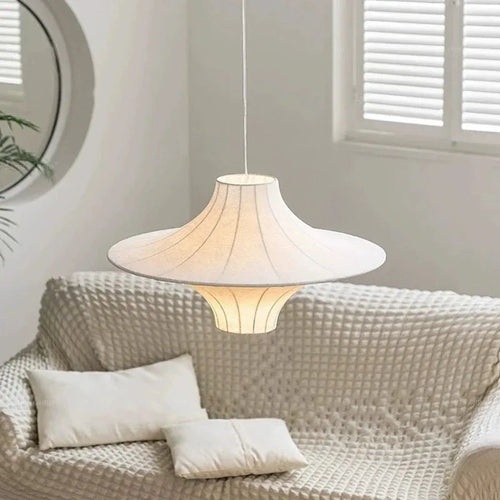 lustre wabi sabi minimaliste en soie avec led intégrée - vue 2 sur 7