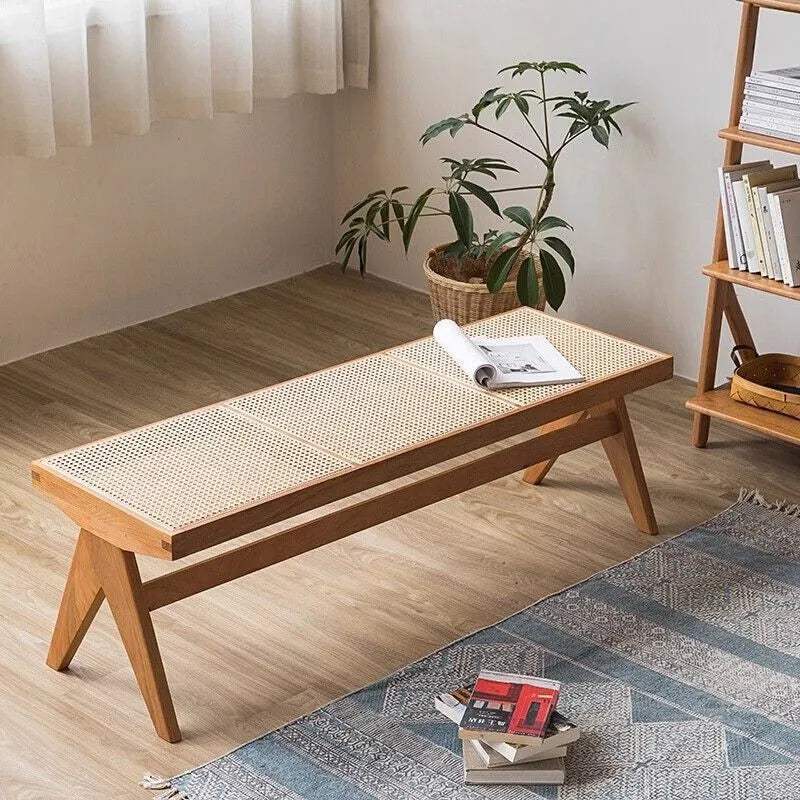 banc en rotin tressé style japonais ancien pour petit espace - vue 1 sur 18