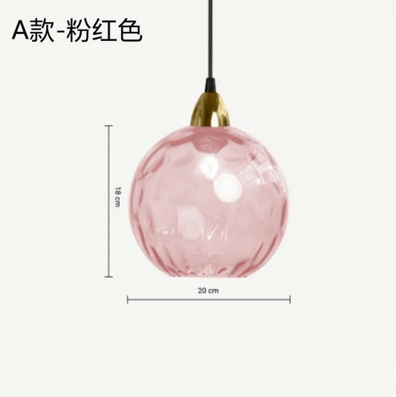 Lustre boule de verre coloré nordique lampes suspendues moderne Grain d'eau Restaurant cuisine luminaire suspendu chambre lampe de chevet - vue 12 sur 29