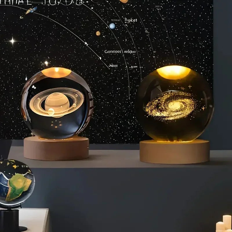 boule de cristal 3D système solaire planète lumineuse cadeau passionnés espace - vue 3 sur 10