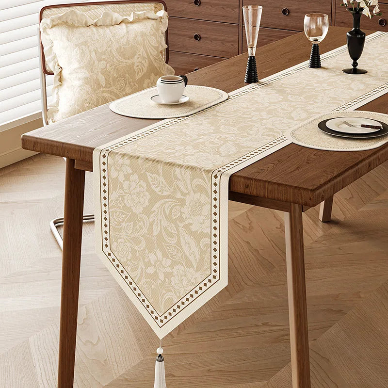 Chemin de table floral vintage style champêtre lin