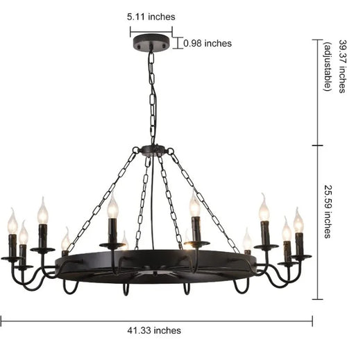 Retro Iron Art Chandelier with Creative Personality, Nostalgic Industrial Style Candle Chandelier, Living Room Lighting Fixture - vue 2 sur 8