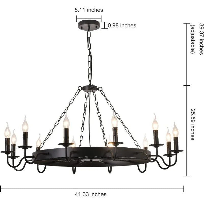 Retro Iron Art Chandelier with Creative Personality, Nostalgic Industrial Style Candle Chandelier, Living Room Lighting Fixture - vue 1 sur 8