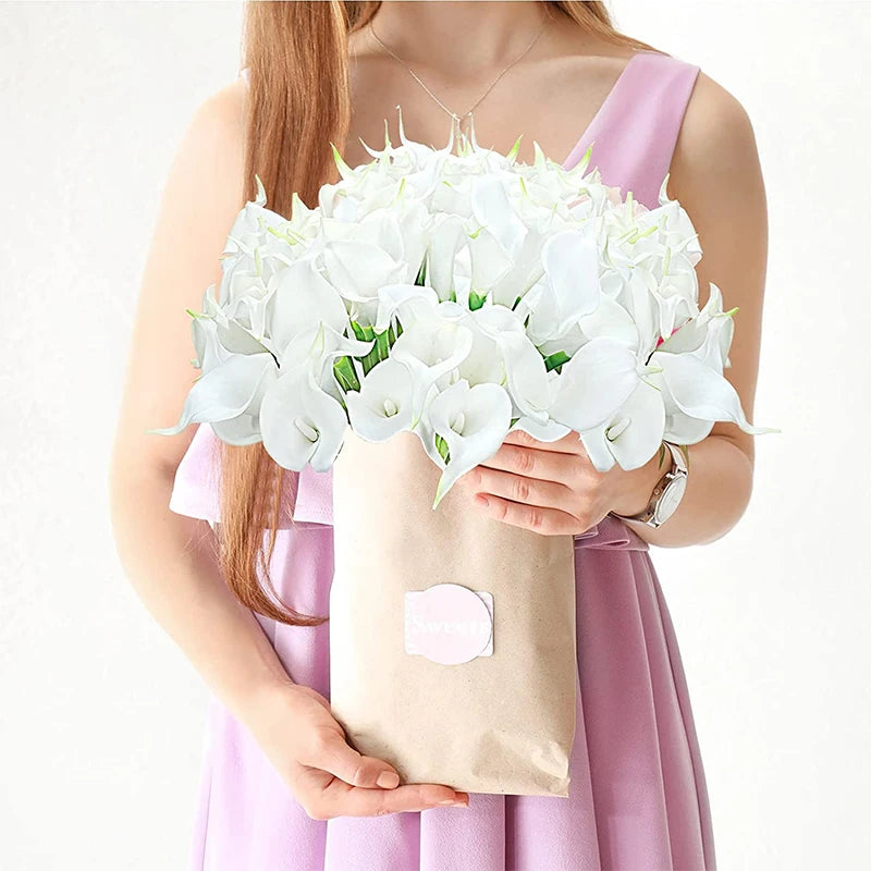 lot de fleurs artificielles lys calla pour mariage et décoration florale - vue 5 sur 23