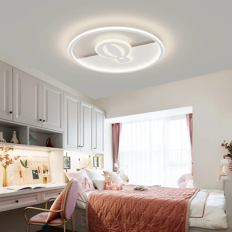plafonnier rond scandinave motif avion et nuage pour enfants - vue 3 sur 13