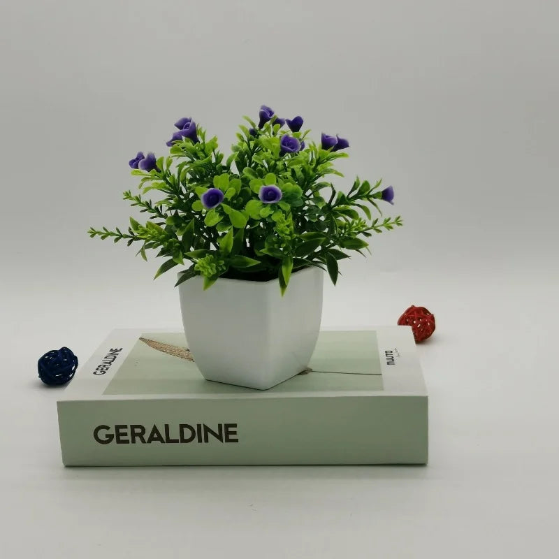 petite rose en pot bonsaï décoration plantes artificielles pour intérieur - vue 9 sur 12