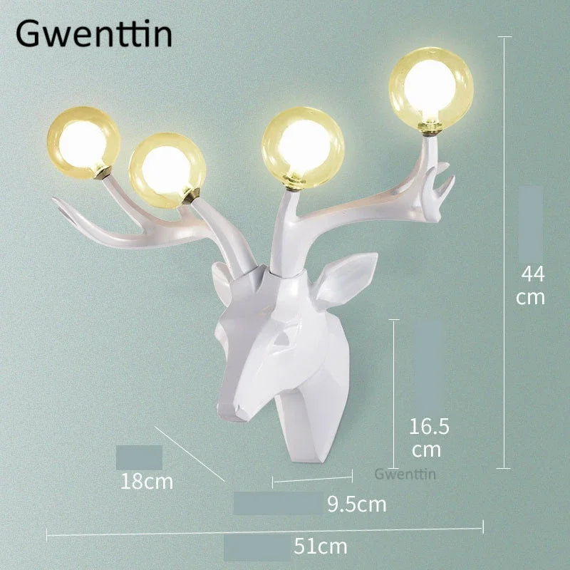 applique murale moderne en résine bois de cerf à led