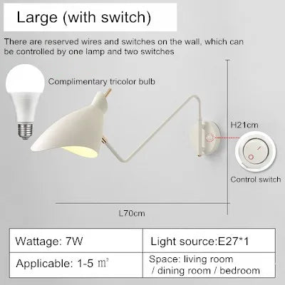 applique murale réglable à bras long design créatif LED - vue 10 sur 11
