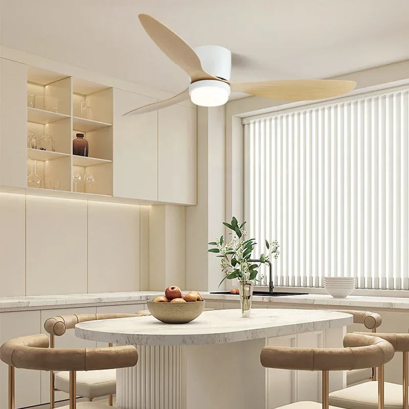plafonnier ventilateur lumineux avec télécommande design nordique - vue 5 sur 11