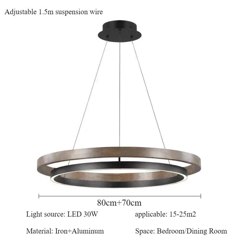 lustre moderne en bois avec éclairage led décoratif - vue 7 sur 7