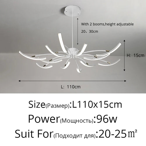 lustre led moderne éclairage intérieur lampes luminaires - vue 16 sur 18