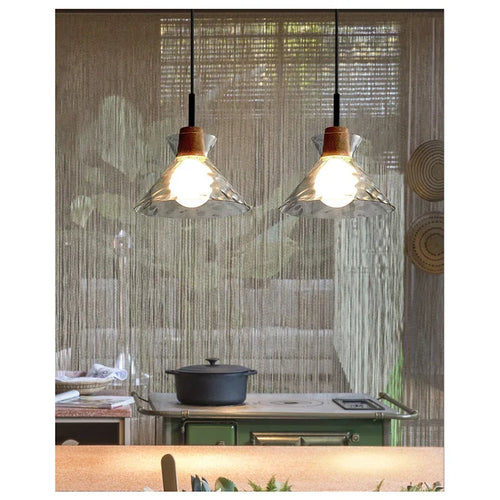 Lamp Mini Pendant Lighting With Handblown Clear Hammered Glass Shade, Adjustable Cord Ceiling Light Fixture For Kitchen Island - vue 6 sur 9