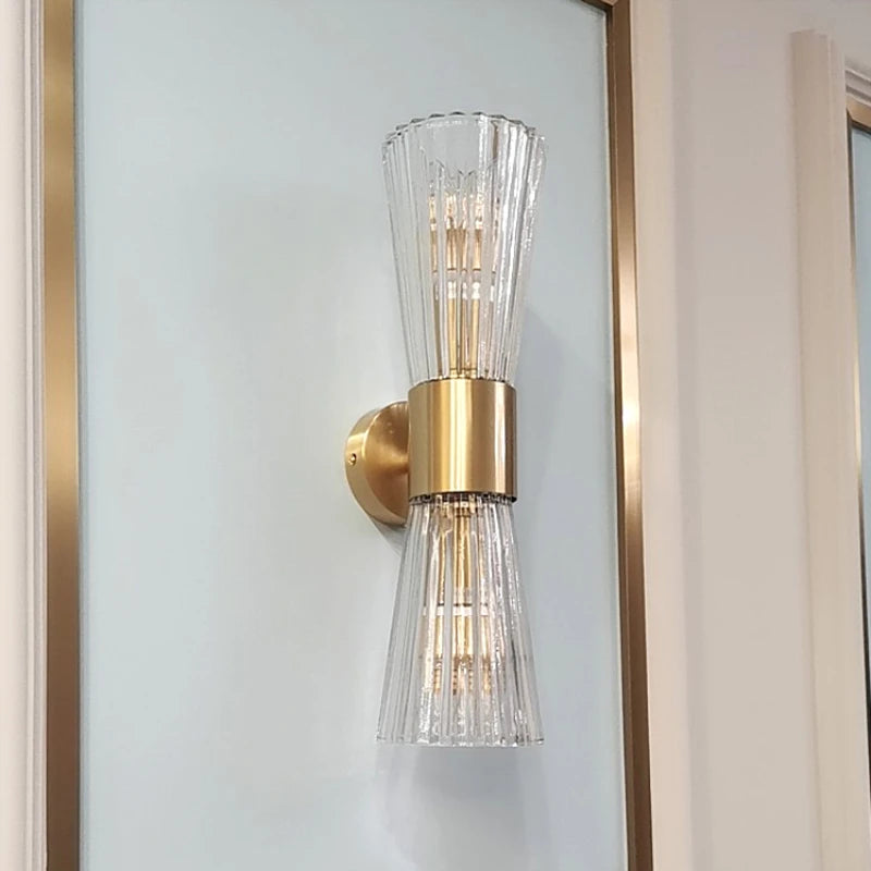 applique murale moderne en acier inoxydable avec verre transparent - vue 2 sur 9