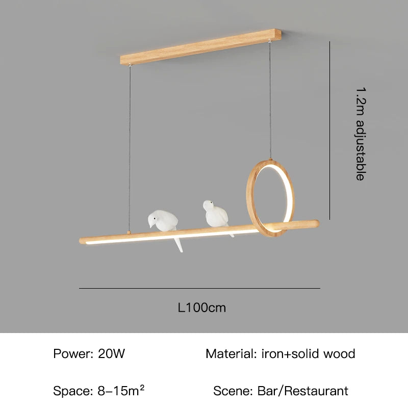 lustre moderne en bois suspension créative pour décoration intérieure - vue 10 sur 10