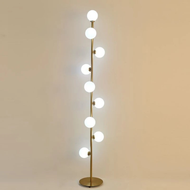 Lampadaire boule de verre blanc à 9 têtes - vue 3 sur 7