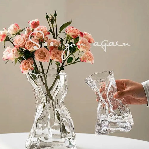 vase en verre transparent irrégulier pour décoration de table - vue 2 sur 5
