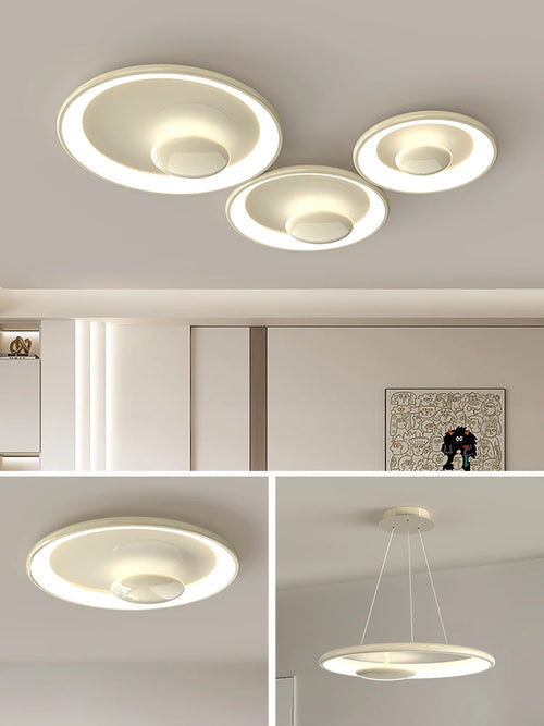 plafonnier led rond style crème variable avec télécommande - vue 5 sur 9