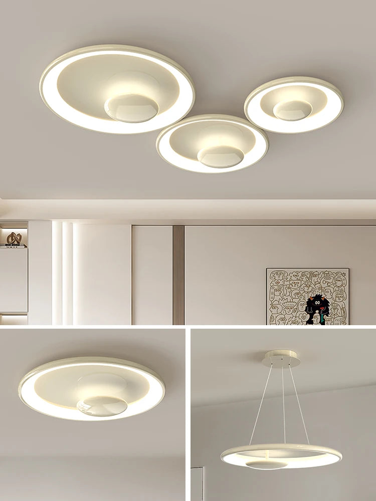 plafonnier led rond style crème variable avec télécommande - vue 5 sur 9
