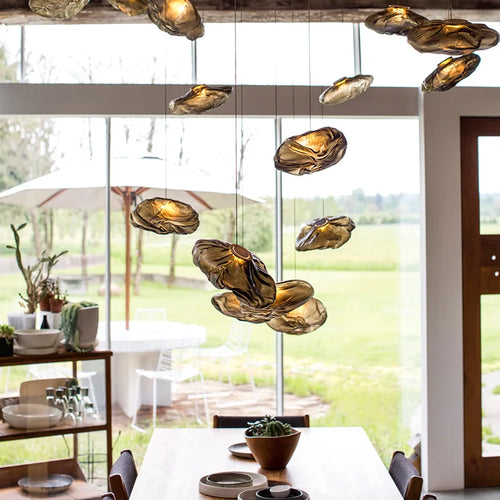 lustre moderne 	 en verre pour restaurant et magasin de vêtements - vue 5 sur 10
