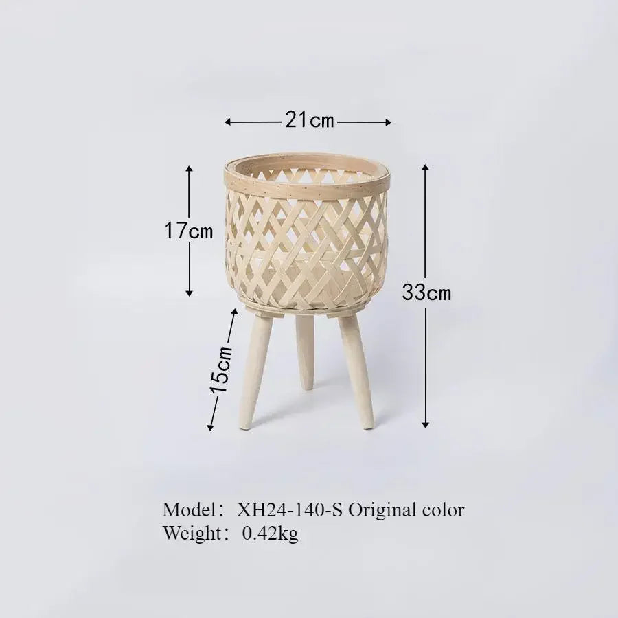 support de fleurs en rotin tressé pour décoration intérieure - vue 8 sur 8
