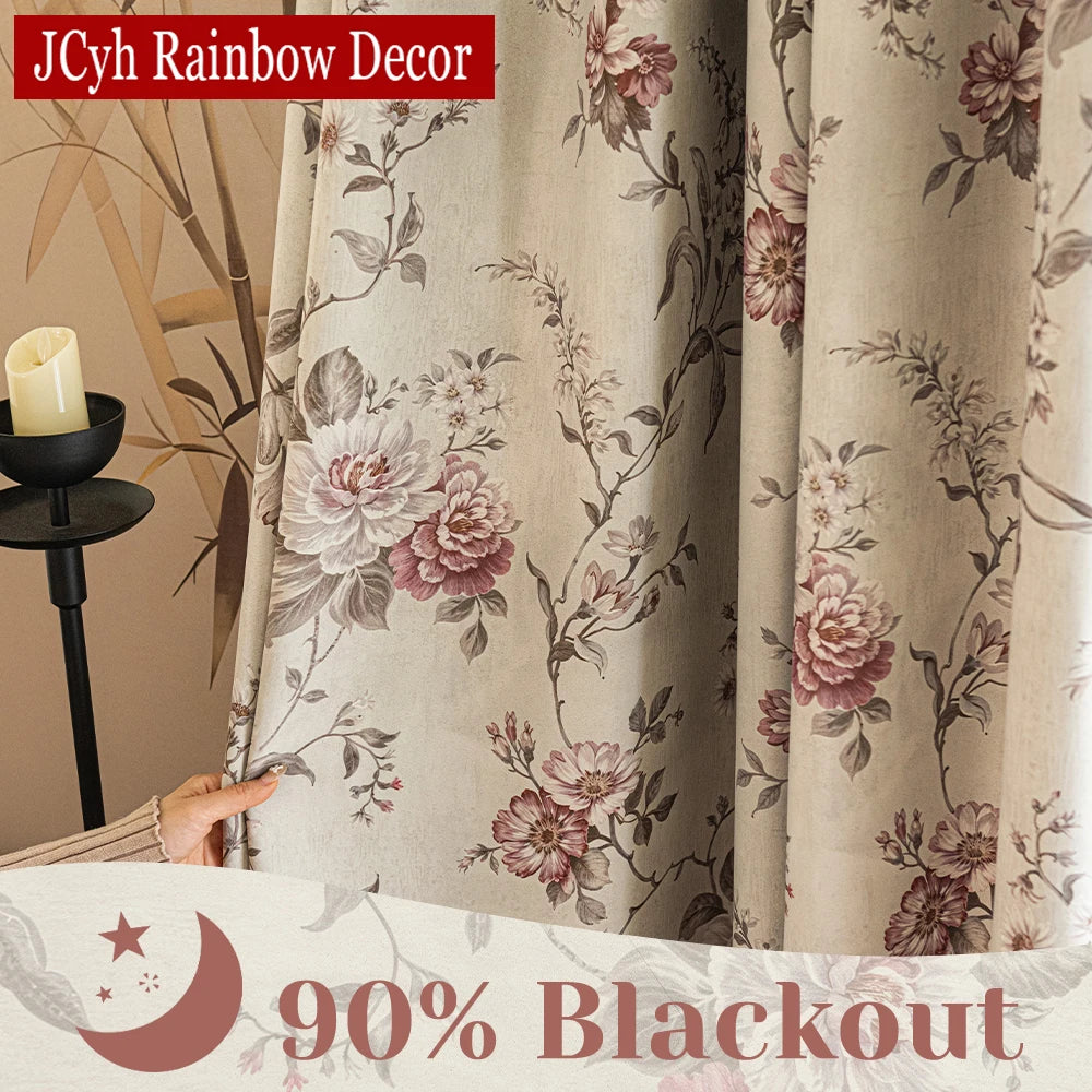 Rideau occultant floral élégant pour chambre enfant salon