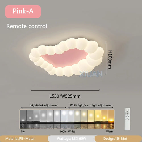 Nordic Cloud Ceiling Lamps Bedroom Ceiling Light Pink White Bubble Design Children's Room Chandelier Lights for Princess Room - vue 11 sur 12