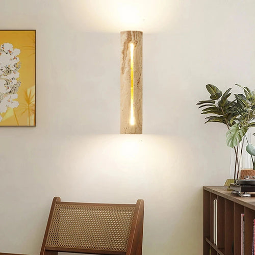 applique murale art déco en pierre naturelle et bois pour ambiance chaleureuse - vue 2 sur 8