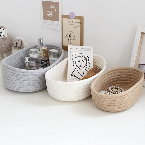paniers en corde de coton pour rangement et organisation des objets - vue 4 sur 13