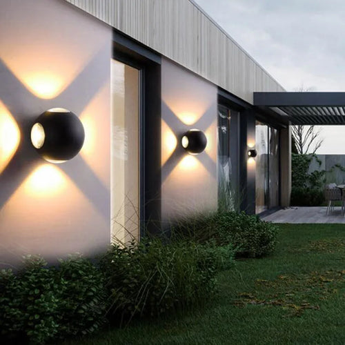 Applique murale LED de jardin étanche ronde à quatre côtés - vue 7 sur 8