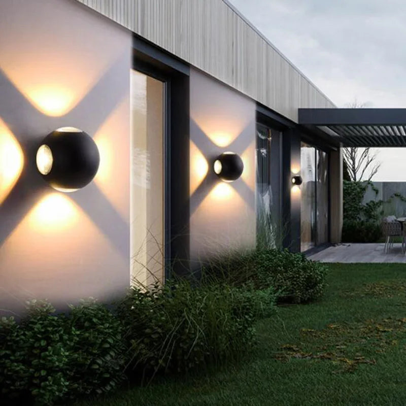 Applique murale LED de jardin étanche ronde à quatre côtés - vue 6 sur 8