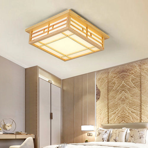 Plafonnier Lampe LED Bois Massif Japonais Tatami Lumière Salon Lumière Chambre Balcon - vue 5 sur 6