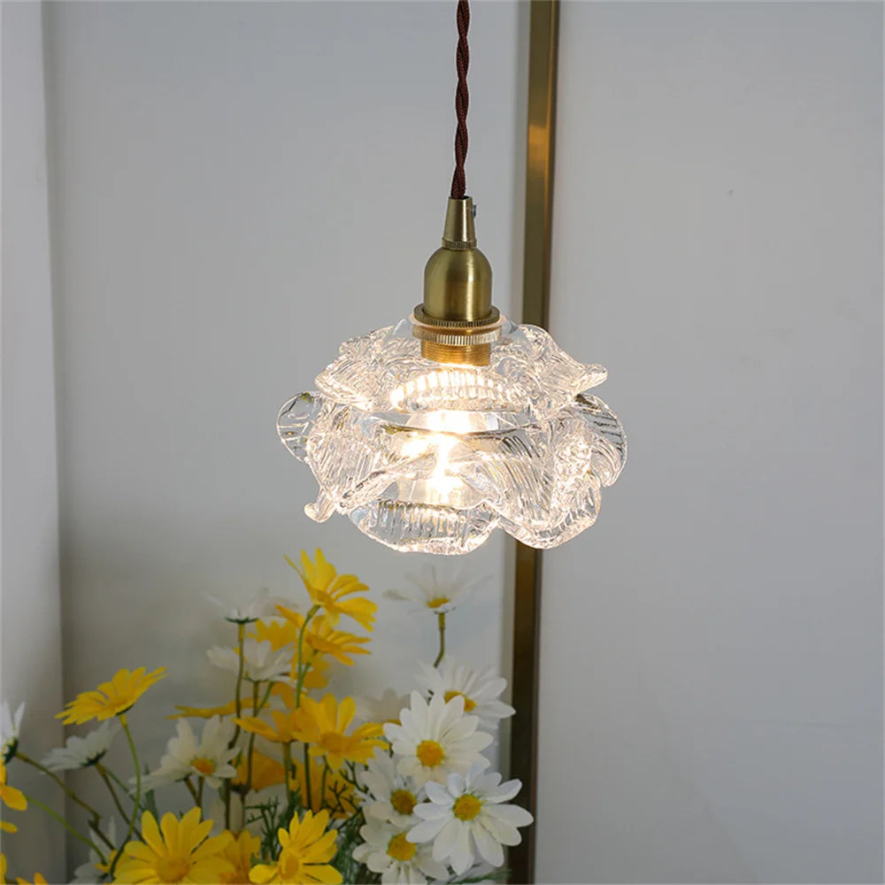 suspension vintage nordique en verre et laiton pour éclairage domestique - vue 2 sur 8