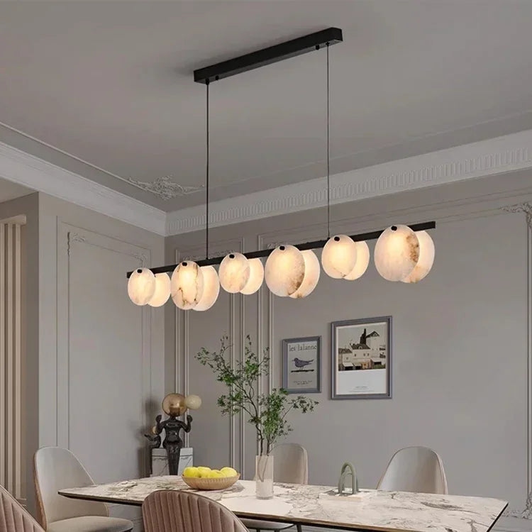 suspension moderne en marbre et cuivre pour décoration intérieure - vue 3 sur 7