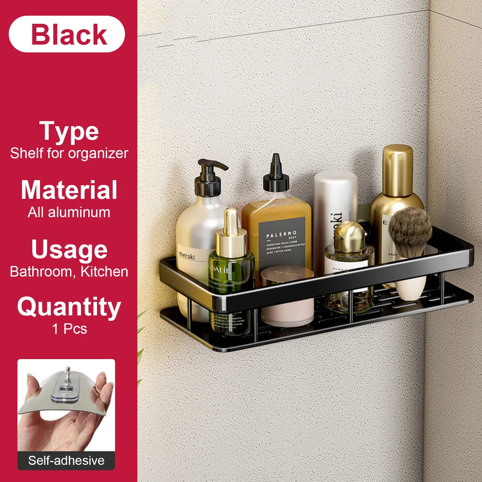 etagère murale sans perçage pour rangement de salle de bain et cuisine - vue 18 sur 30