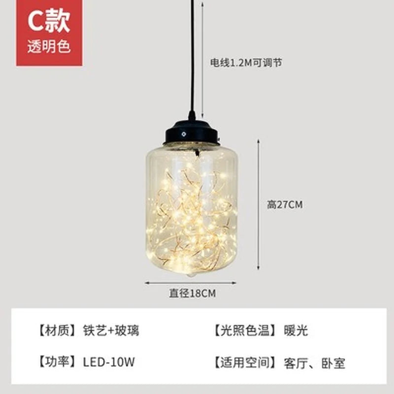 lustre nordique étoilé en verre pour décoration moderne - vue 19 sur 24